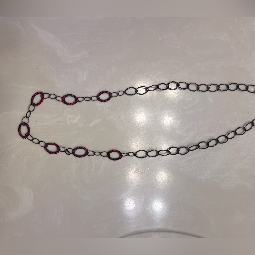 Sorrelli Red and Gold Long Chain Necklace - Picture 9 of 10
